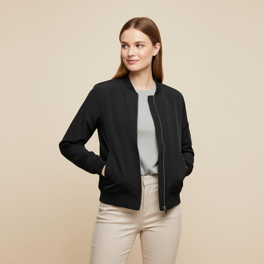 Women's Slim Fit Short Bomber Jacket | Casual Zip-Up Outerwear