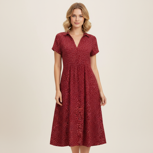 Women's Midi Shirt Dress | Short Sleeve Casual Summer Dress