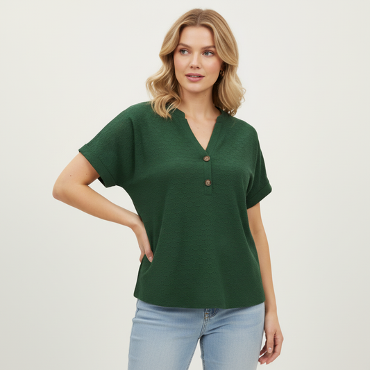 Women's V-Neck Short Sleeve Top | Casual Summer Top